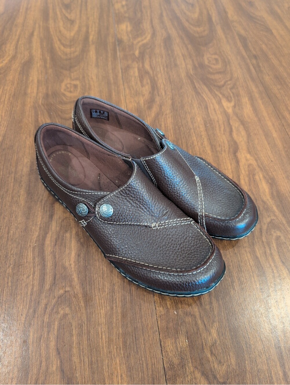 Clarks Collection Ashland Lane Q Redwood Brown Leather Slip On Shoes 9 Comfort